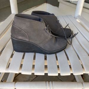 Clark’s grey wedge booties, size 6.5